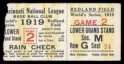 1919 World Series Ticket Game 2